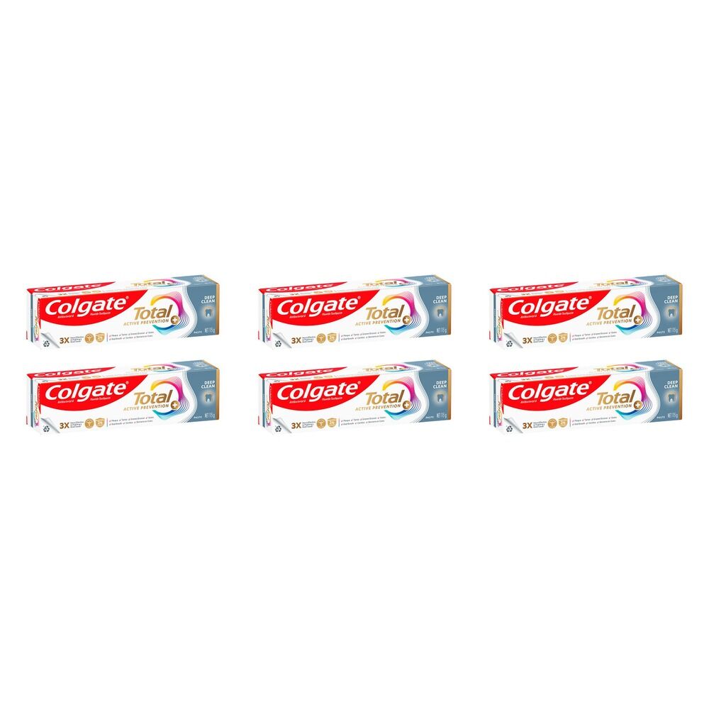 Colgate Total Active Prevention+ Deep Clean Toothpaste 115g Pack of 6