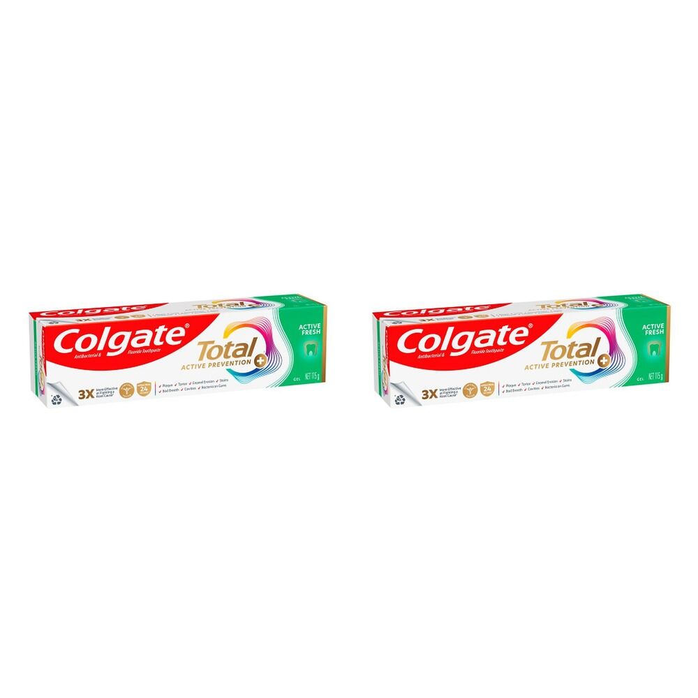 Colgate Total Active Prevention+ Active Fresh Toothpaste 115g Pack of 2