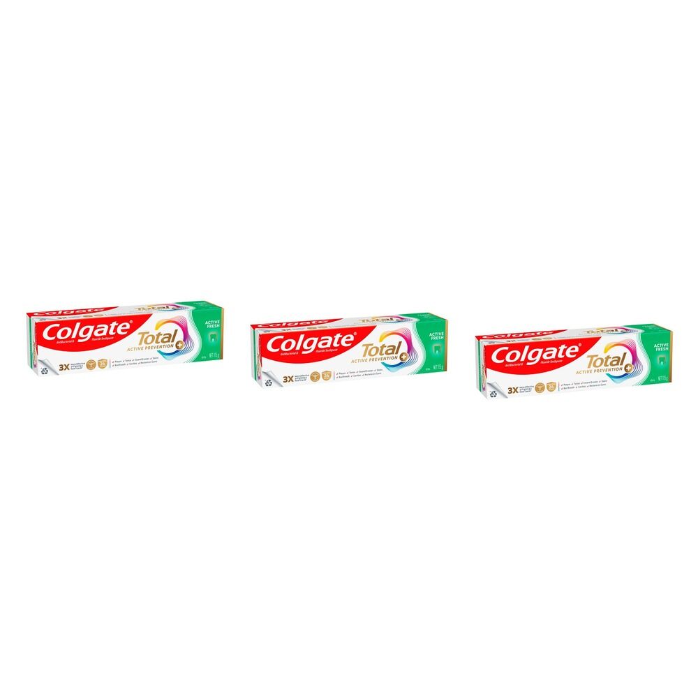 Colgate Total Active Prevention+ Active Fresh Toothpaste 115g Pack of 3