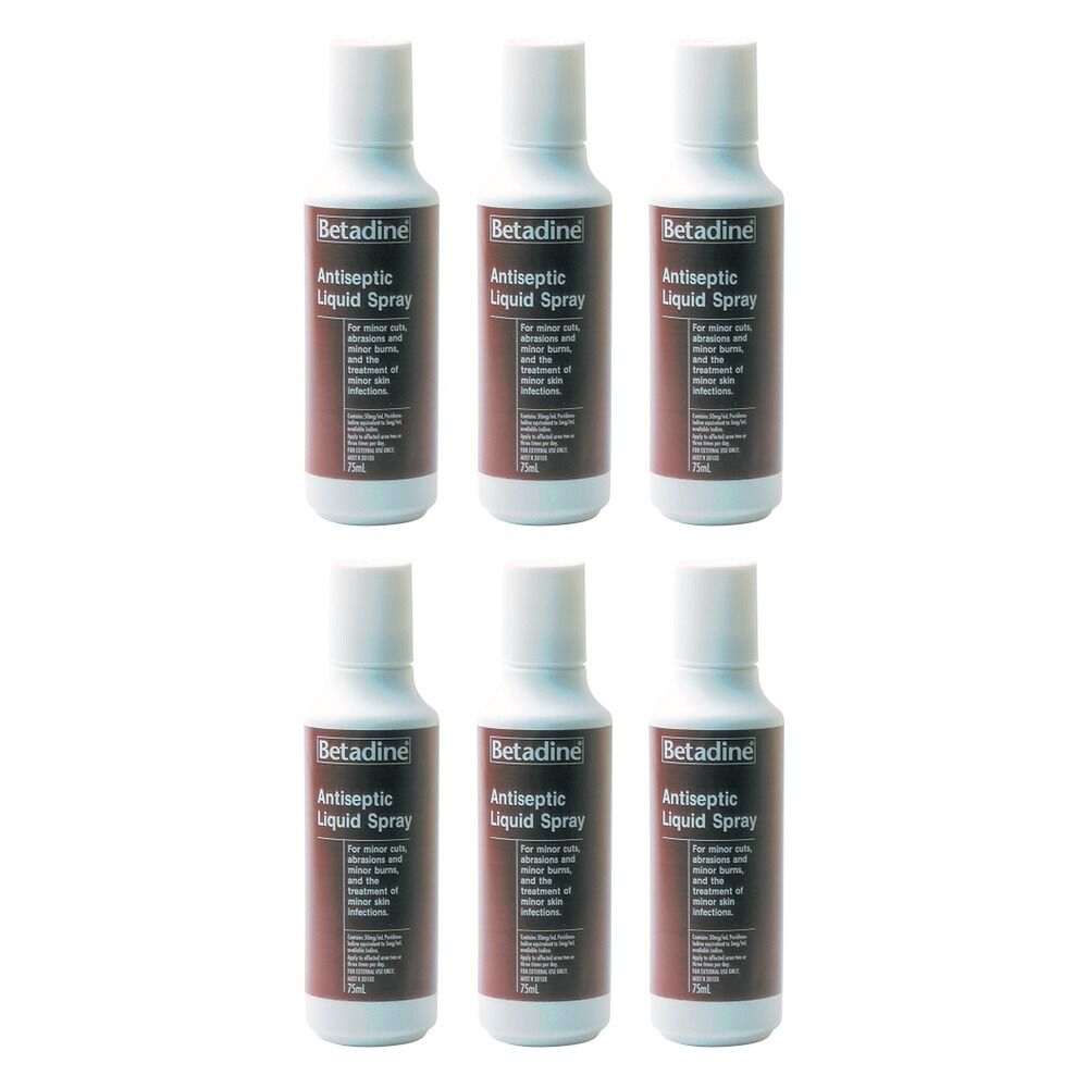 Betadine Antiseptic Liquid Spray 75mL Pack of 6