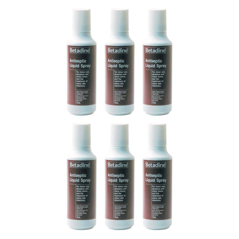 Betadine Antiseptic Liquid Spray 75mL Pack of 6