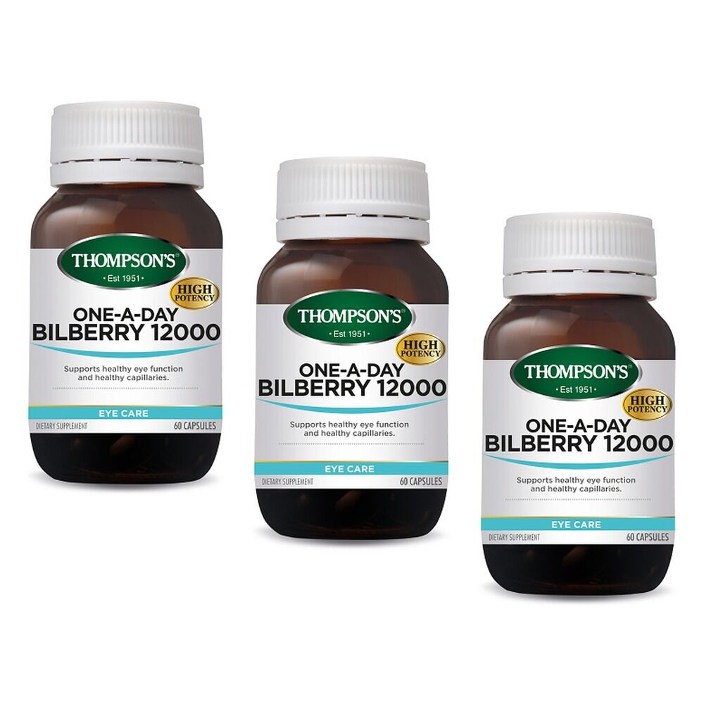 Thompson's One-A-Day Bilberry 12000 60 Capsules Pack of 3