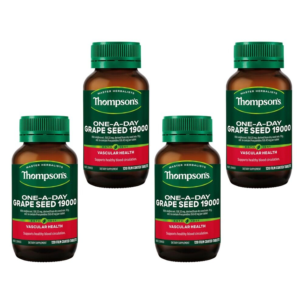 Thompson's One-A-Day Grape Seed 19000 120 Tablets Pack of 4
