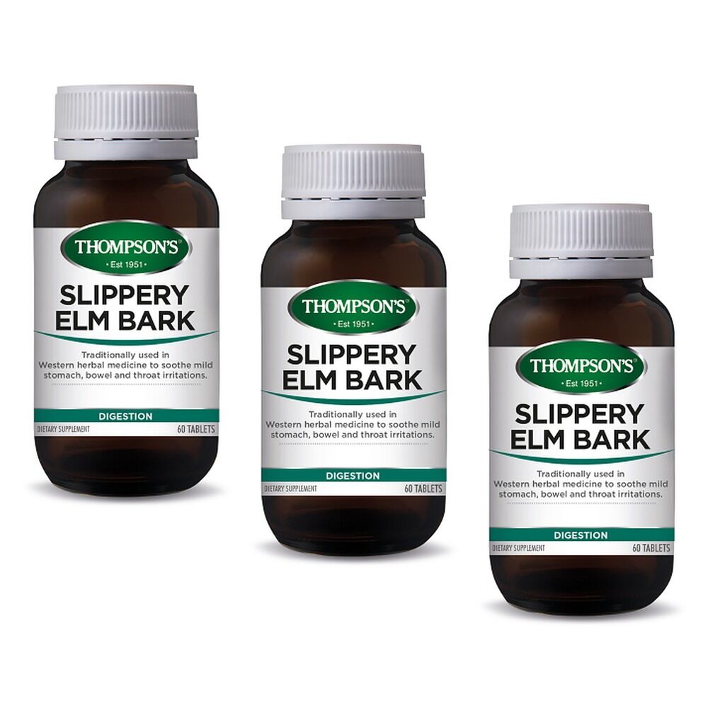 Thompson's Slippery Elm Bark 60 Tablets Pack of 3