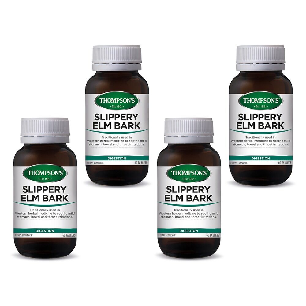 Thompson's Slippery Elm Bark 60 Tablets Pack of 4