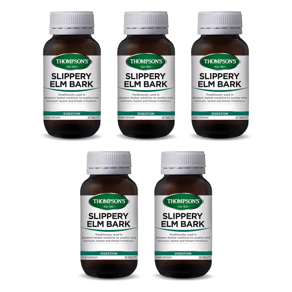 Thompson's Slippery Elm Bark 60 Tablets Pack of 5