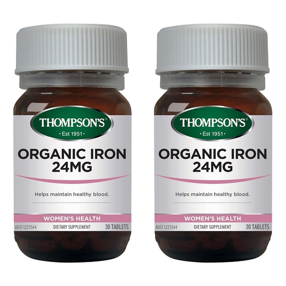 Thompson's Organic Iron 24mg 30 Tablets Pack of 2
