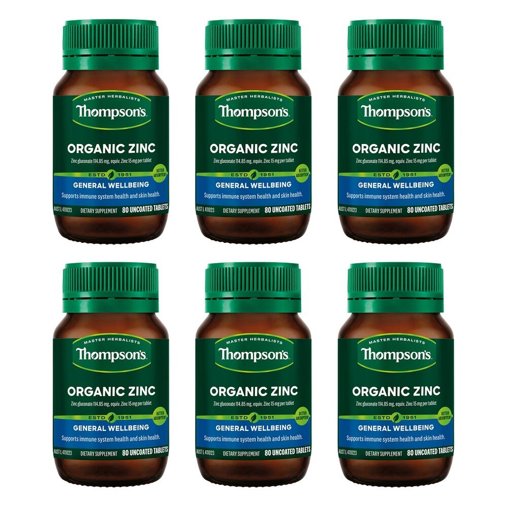 Thompson's Organic Zinc 80 Tablets Pack of 6
