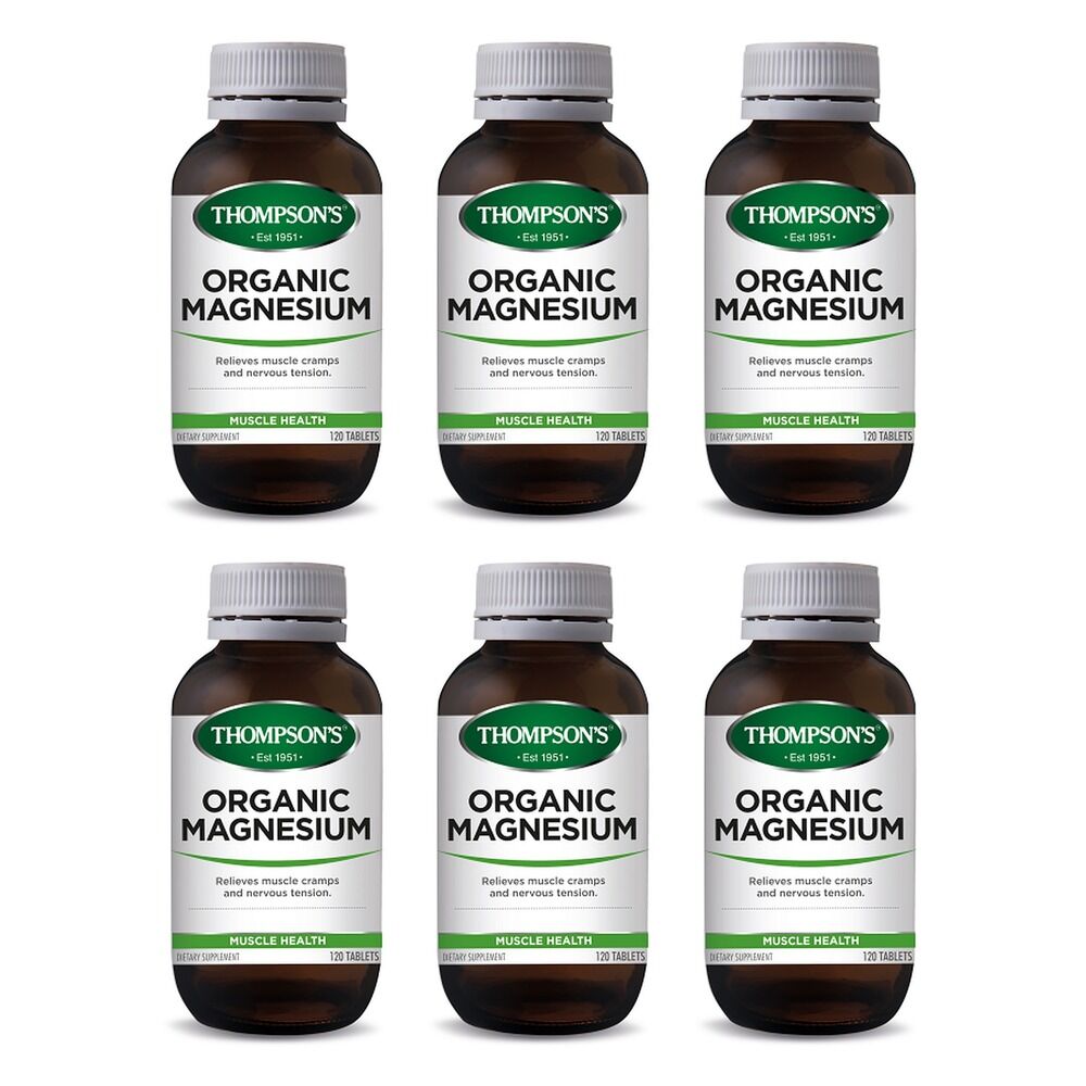 Thompson's Organic Magnesium 120 Tablets Pack of 6