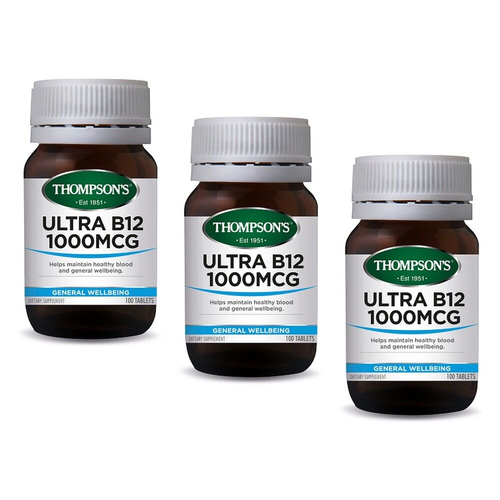 Thompson's Ultra B12 1000mcg 100 Tablets Pack of 3