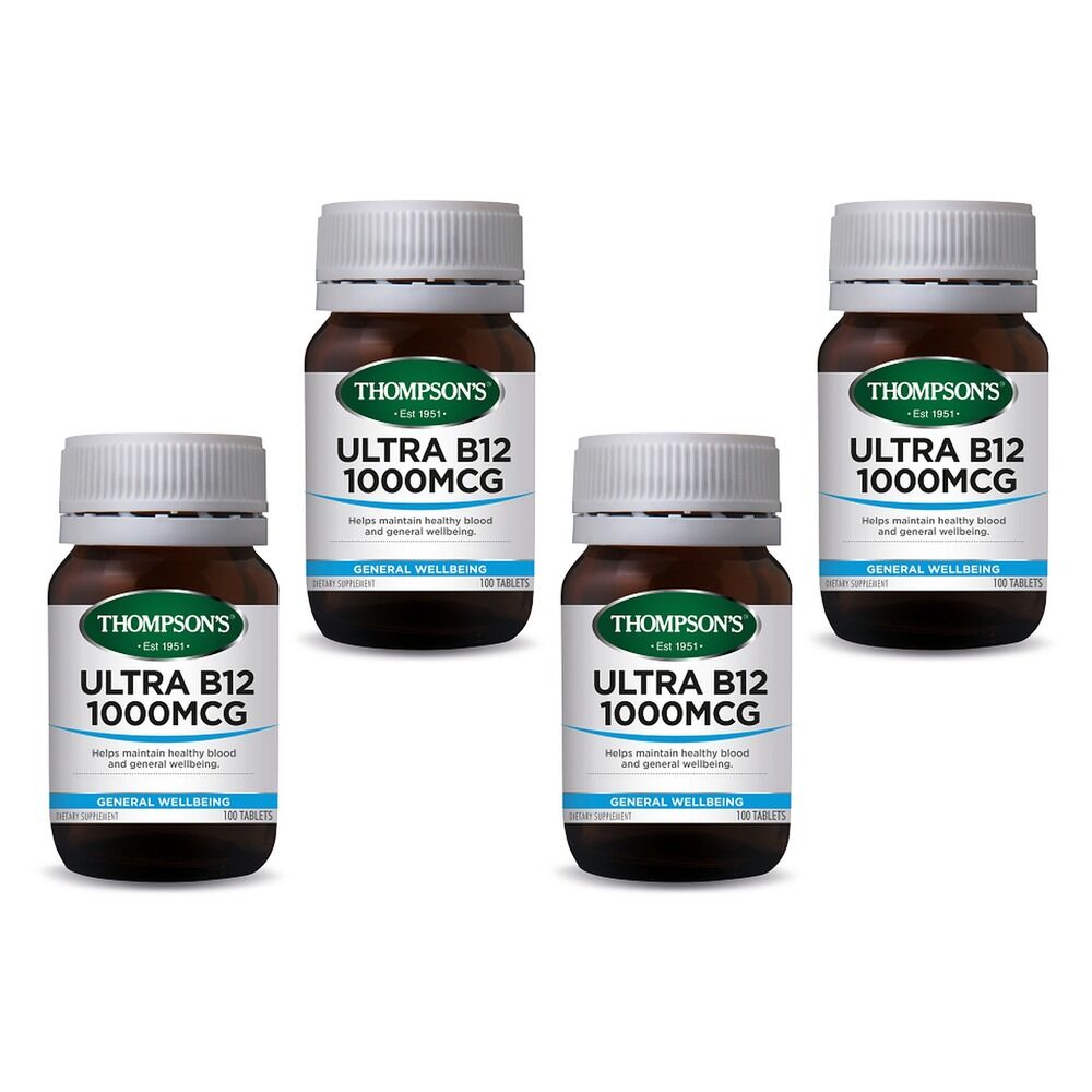 Thompson's Ultra B12 1000mcg 100 Tablets Pack of 4