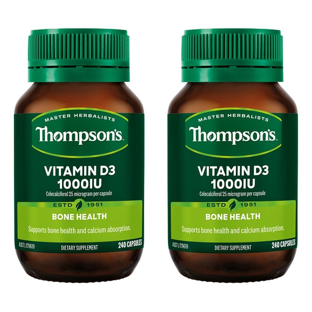 Thompson's Vitamin D3 1000IU 240 Capsules Pack of 2