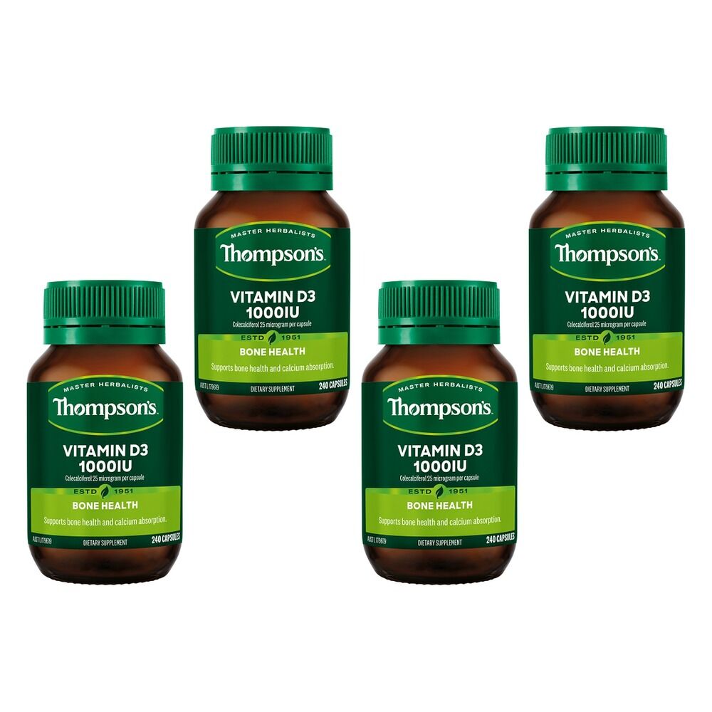 Thompson's Vitamin D3 1000IU 240 Capsules Pack of 4