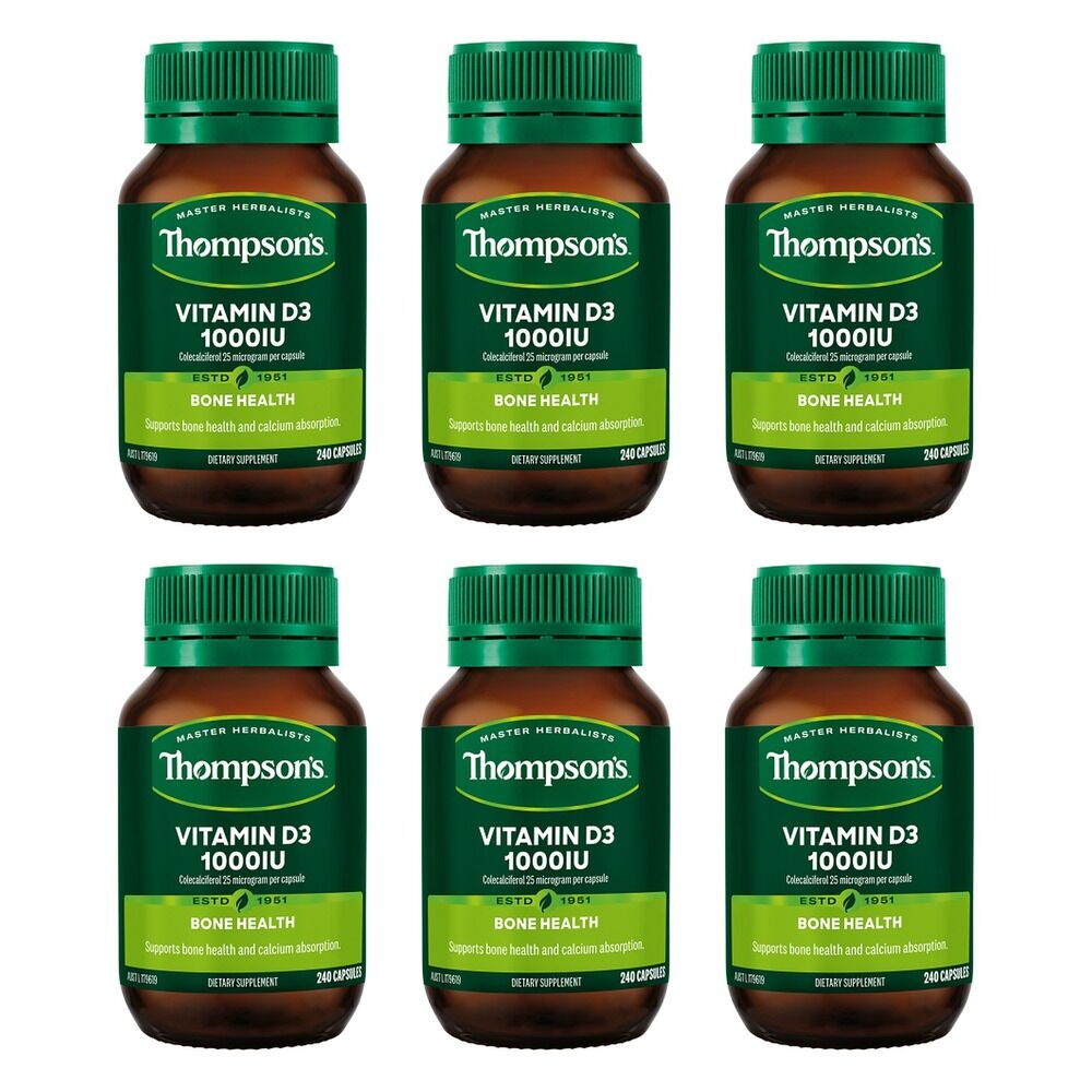 Thompson's Vitamin D3 1000IU 240 Capsules Pack of 6