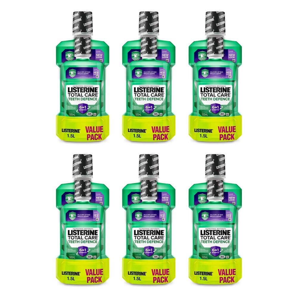 Listerine Total Care Teeth Defence Mouthwash 1L + 500mL Pack of 6