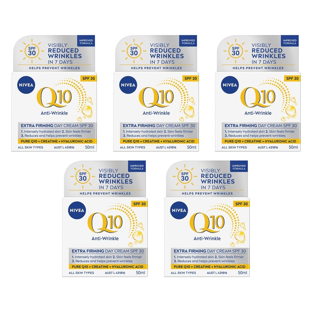 NIVEA Q10 Anti-Wrinkle Extra Firming Day Cream SPF30 50mL Pack of 5