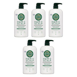 DermaVeen Oatmeal Shampoo for Dry, Flaky or Sensitive Scalps 1L Pack of 5