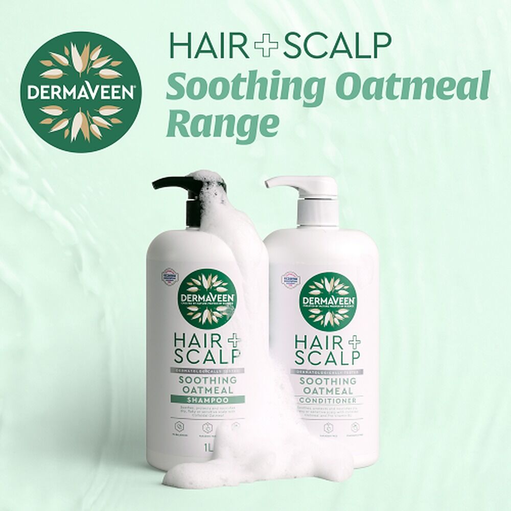 DermaVeen Oatmeal Shampoo for Dry, Flaky or Sensitive Scalps 1L