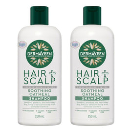 DermaVeen Oatmeal Shampoo for Dry, Flaky or Sensitive Scalps 250mL Pack of 2