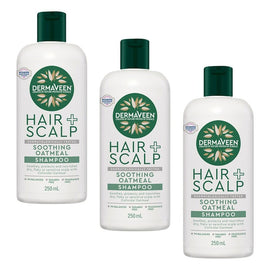 DermaVeen Oatmeal Shampoo for Dry, Flaky or Sensitive Scalps 250mL Pack of 3