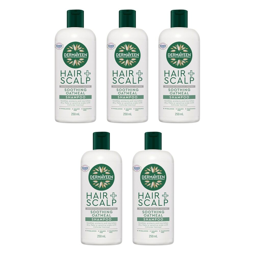 DermaVeen Oatmeal Shampoo for Dry, Flaky or Sensitive Scalps 250mL Pack of 5