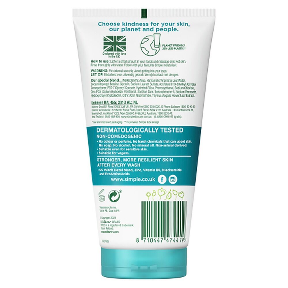 Simple Daily Skin Detox Purifying Facial Wash 150mL