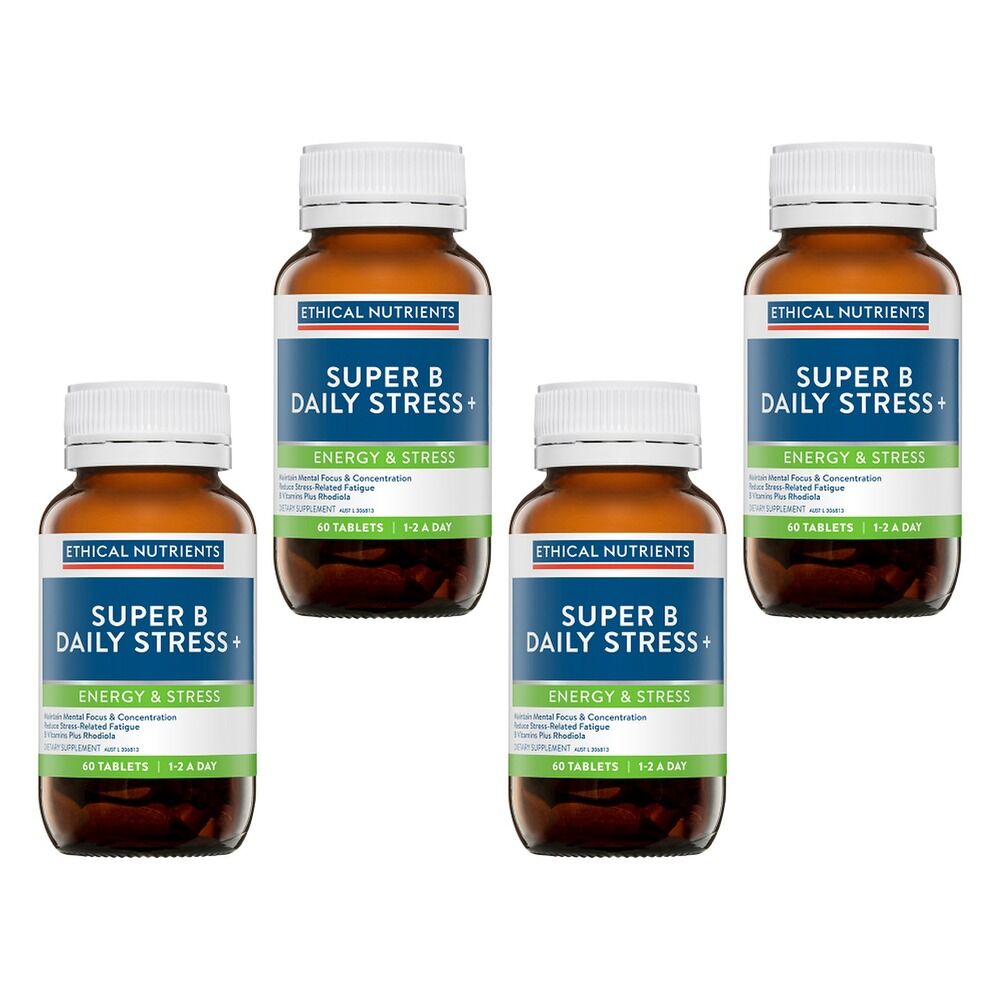 Ethical Nutrients Super B Daily Stress+ 60 Tablets Pack of 4