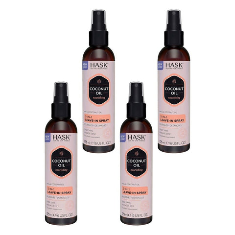 HASK Coconut Oil Nourishing 5-in-1 Leave-In Spray 175mL Pack of 4