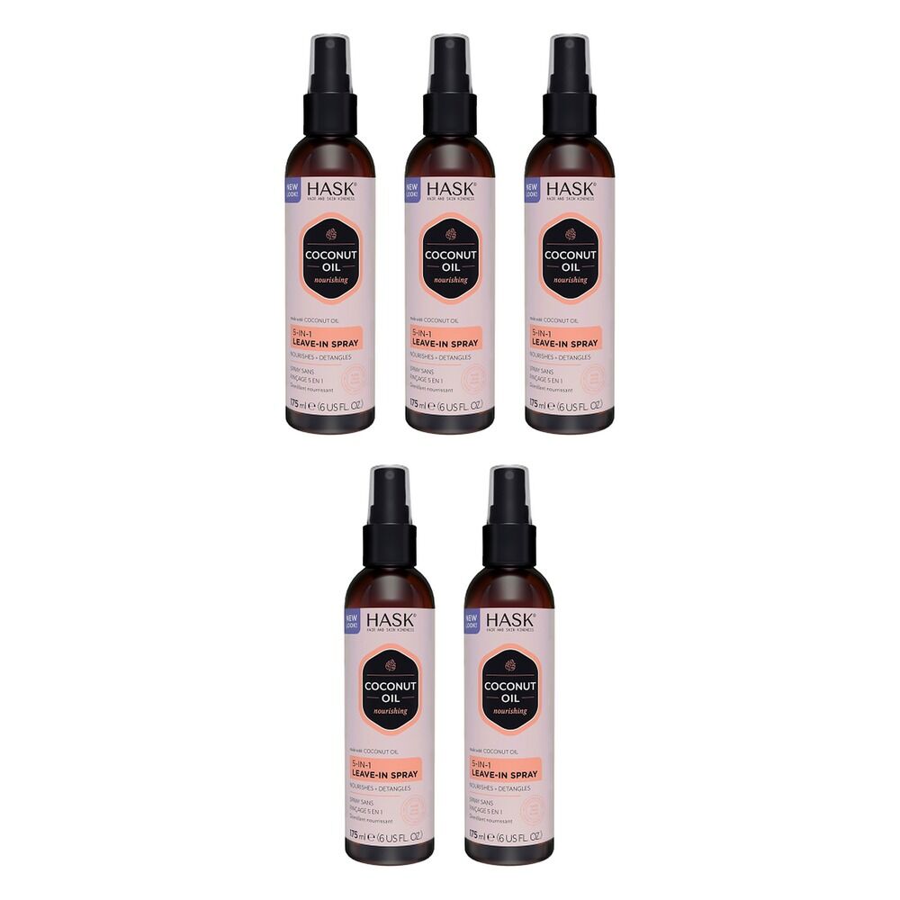HASK Coconut Oil Nourishing 5-in-1 Leave-In Spray 175mL Pack of 5