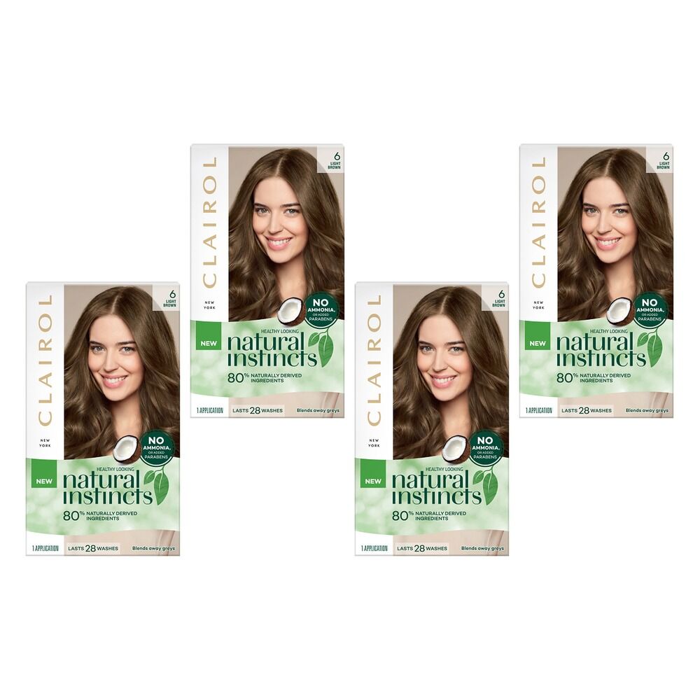 Clairol Natural Instincts 6 Light Brown Pack of 4