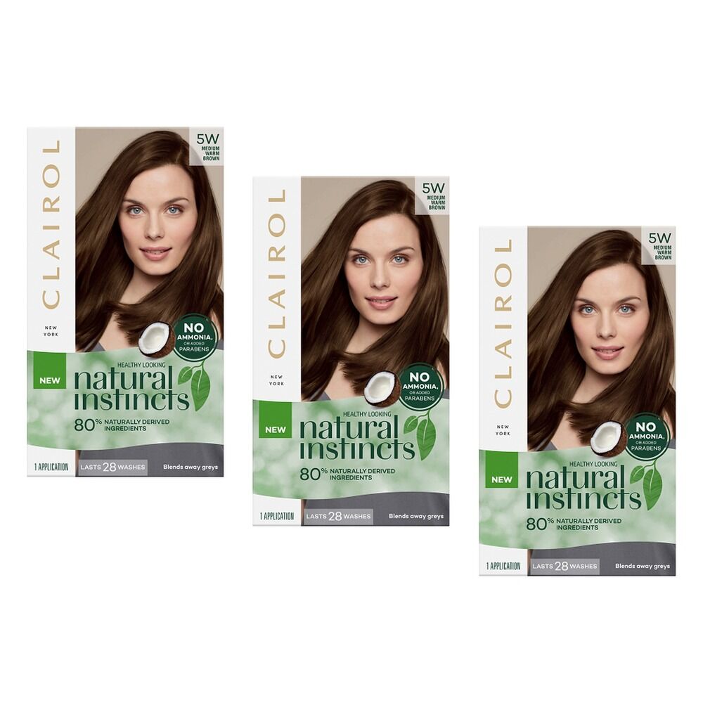 Clairol Natural Instincts 5W Medium Warm Brown Pack of 3
