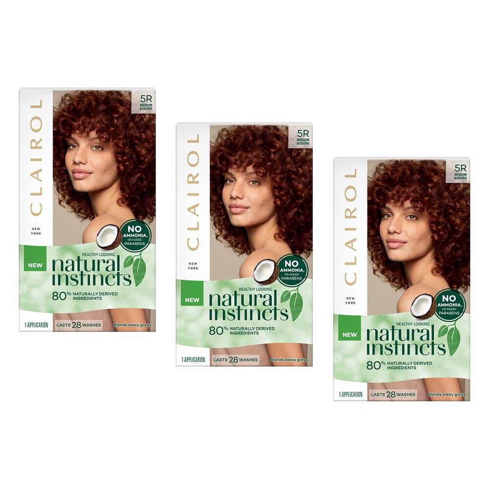 Clairol Natural Instincts 5R Medium Auburn Pack of 3