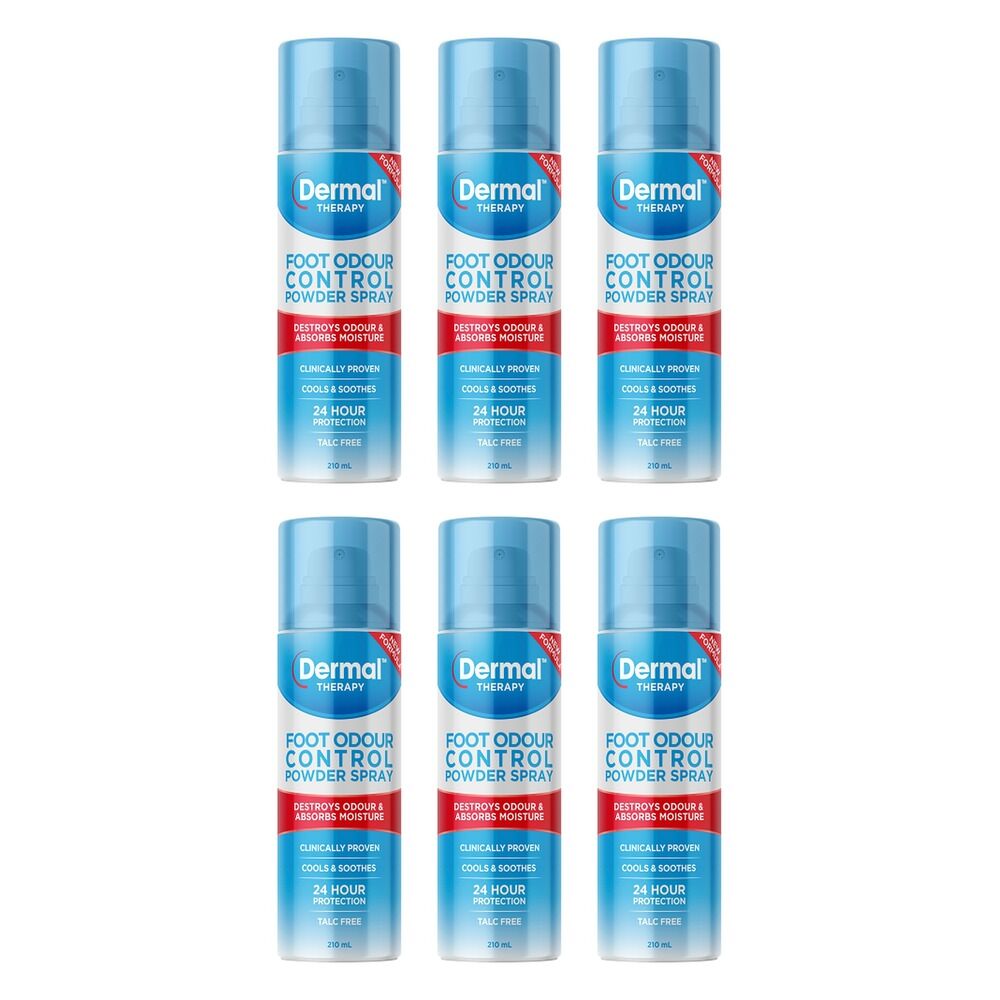 Dermal Therapy Foot Odour Control Powder Spray 210mL Pack of 6
