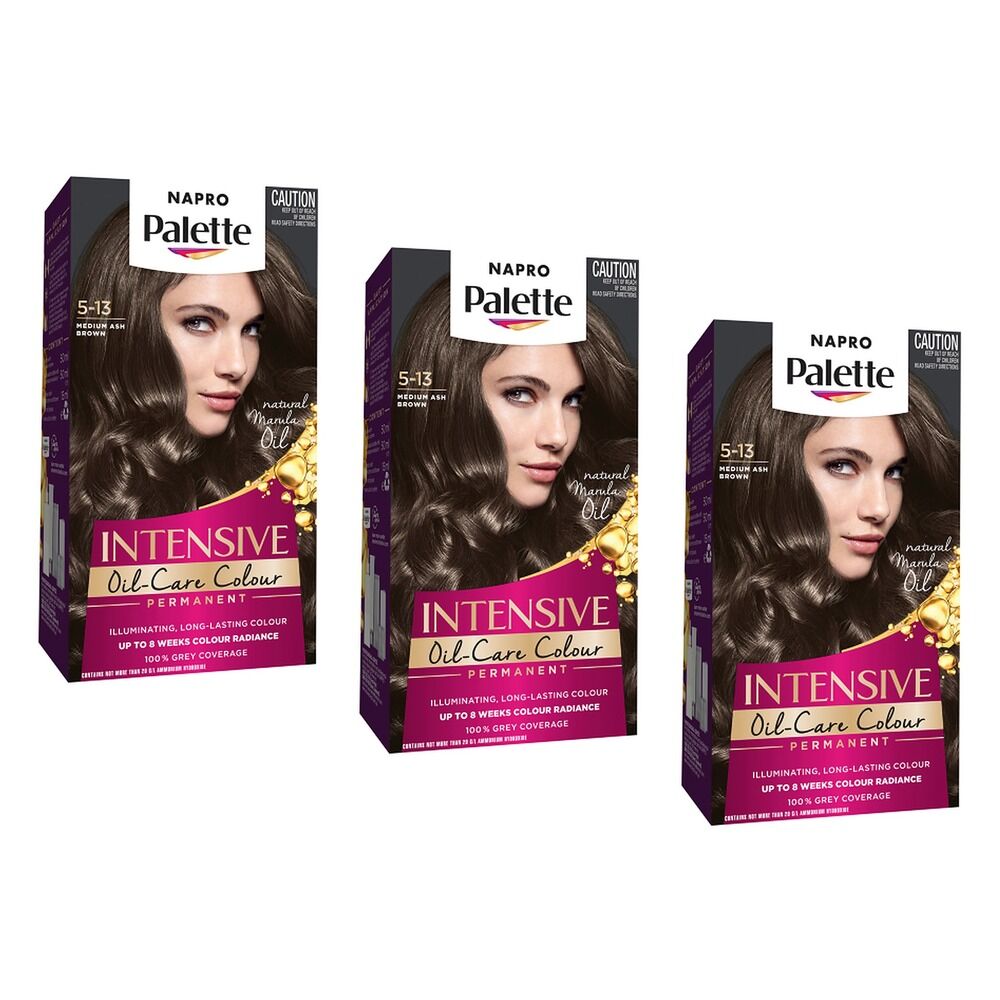 Napro Palette Permanent Creme Colour 5-13 Medium Ash Brown x 3 Bundle of 3