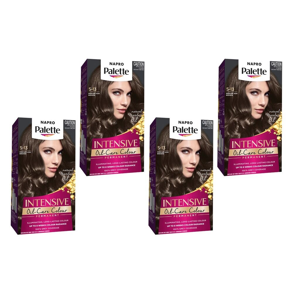 Napro Palette Permanent Creme Colour 5-13 Medium Ash Brown x 3 Bundle of 4