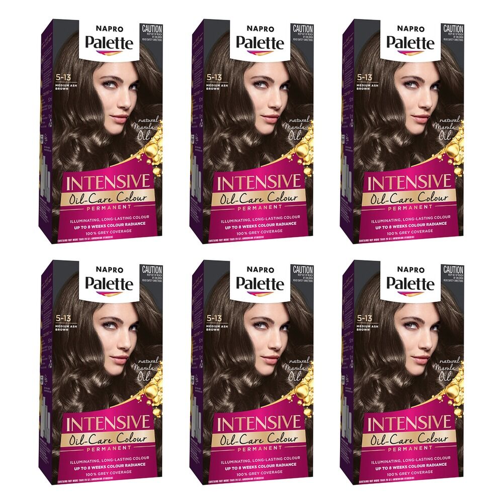 Napro Palette Permanent Creme Colour 5-13 Medium Ash Brown x 3 Bundle of 6