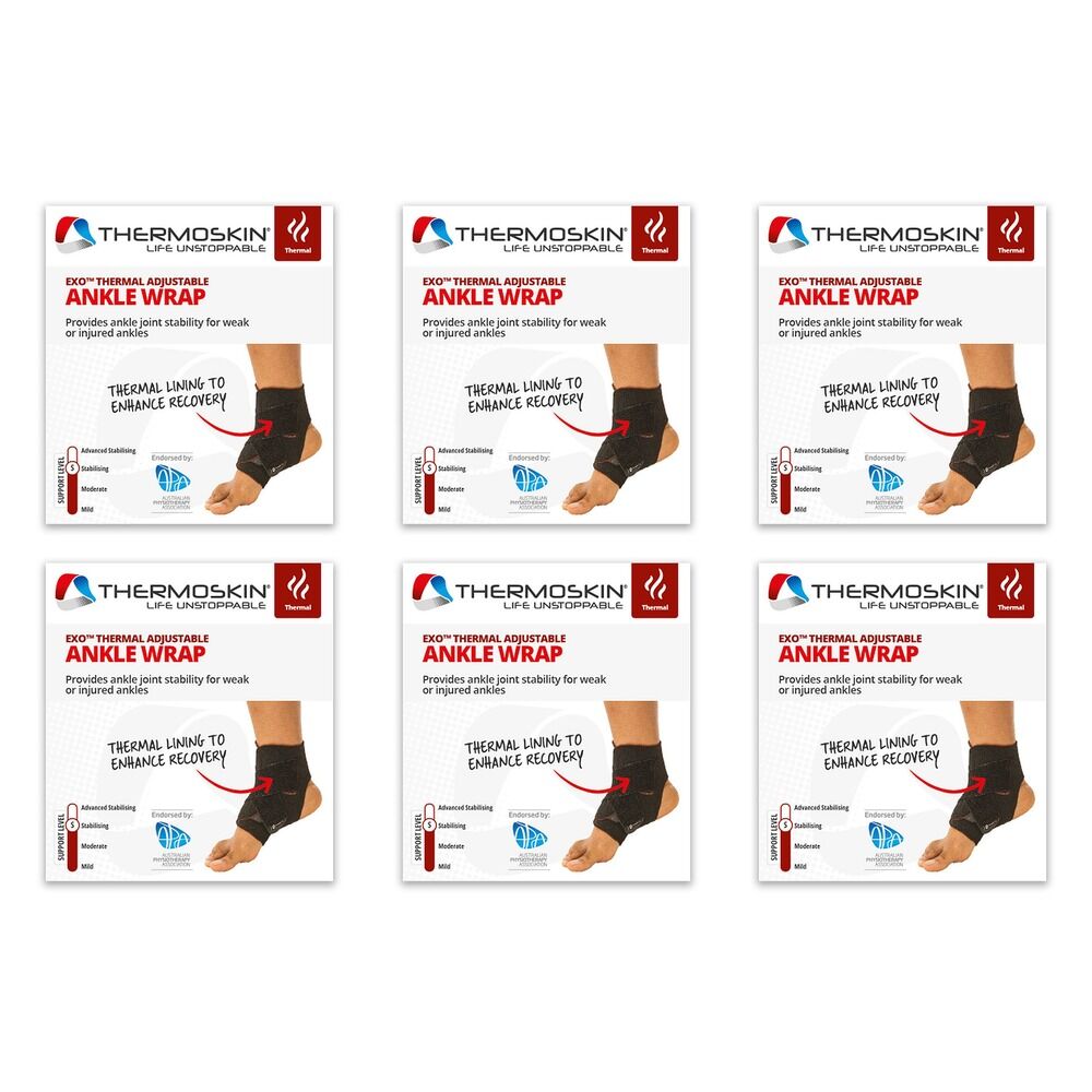 Thermoskin Thermal Adjustable Ankle Wrap Black Pack of 6