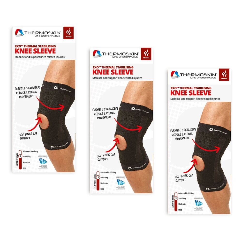 Thermoskin Stabilising Knee Sleeve Small Black Pack of 3