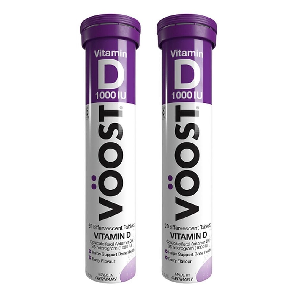 VOOST Vitamin D 1000IU Berry Twenty Effervescent Tablets x 8 Bundle of 2