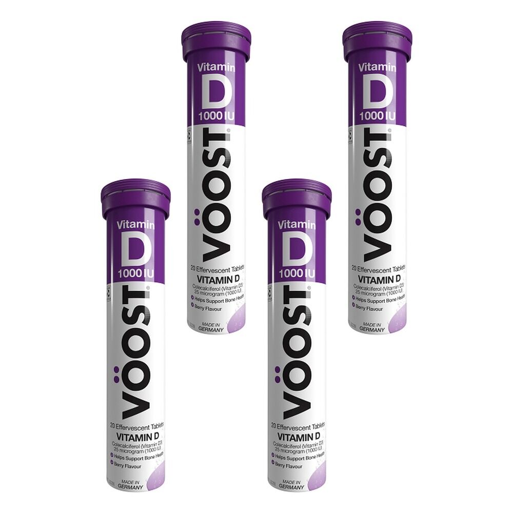 VOOST Vitamin D 1000IU Berry Twenty Effervescent Tablets x 8 Bundle of 4