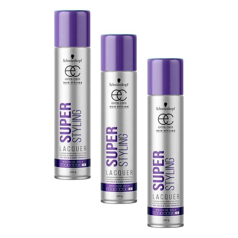 Schwarzkopf Extra Care Super Styling Lacquer Maximum Hold 100g Pack of 3