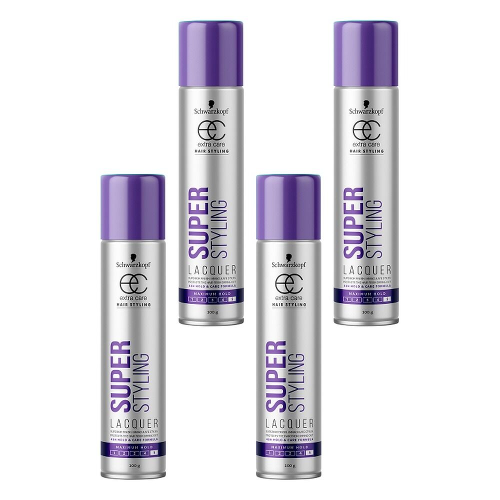 Schwarzkopf Extra Care Super Styling Lacquer Maximum Hold 100g Pack of 4