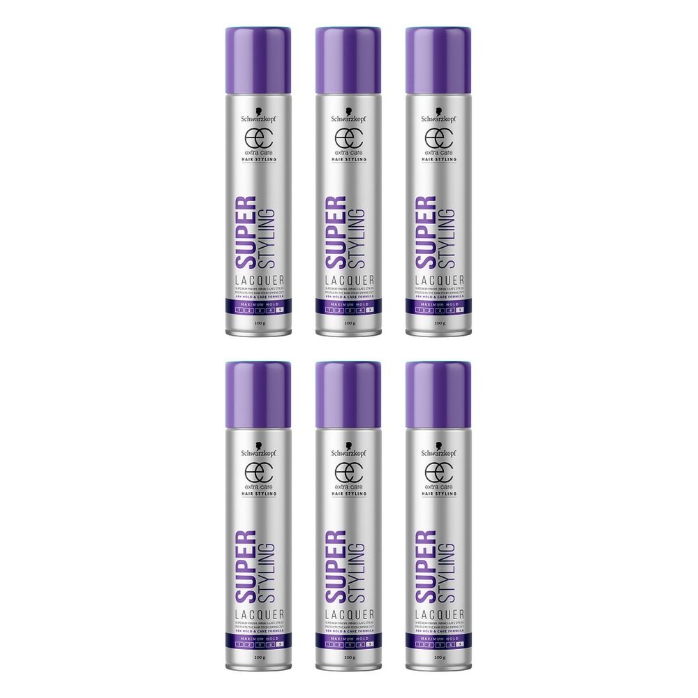 Schwarzkopf Extra Care Super Styling Lacquer Maximum Hold 100g Pack of 6
