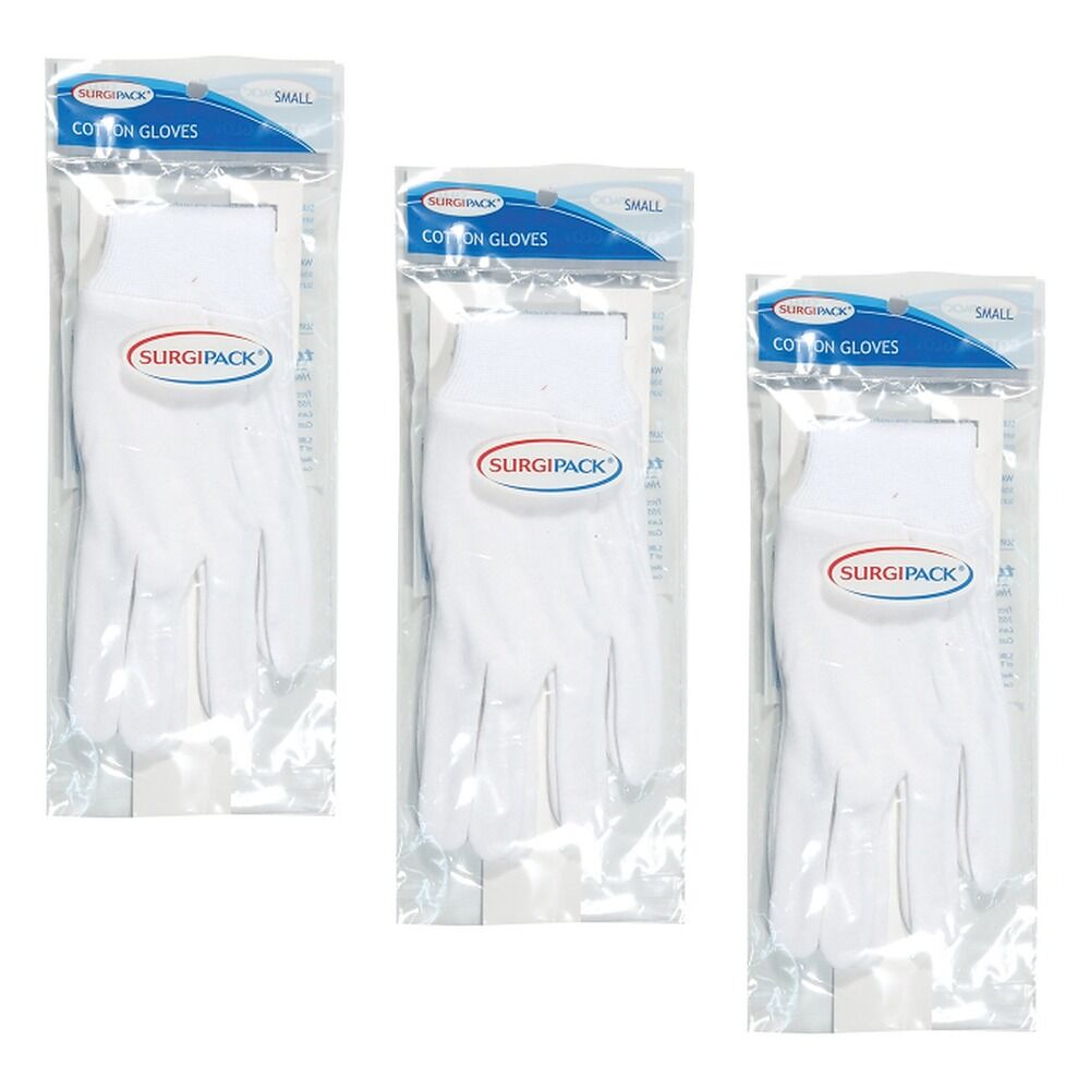 SurgiPack Cotton Gloves White Small Pair Pack of 3