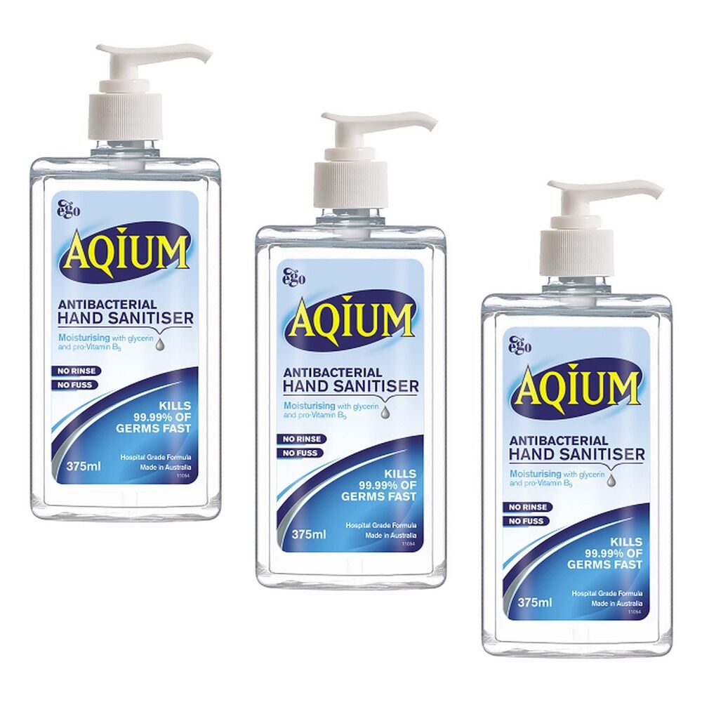 Ego Aqium Antibacterial Hand Sanitiser 375mL Pack of 3