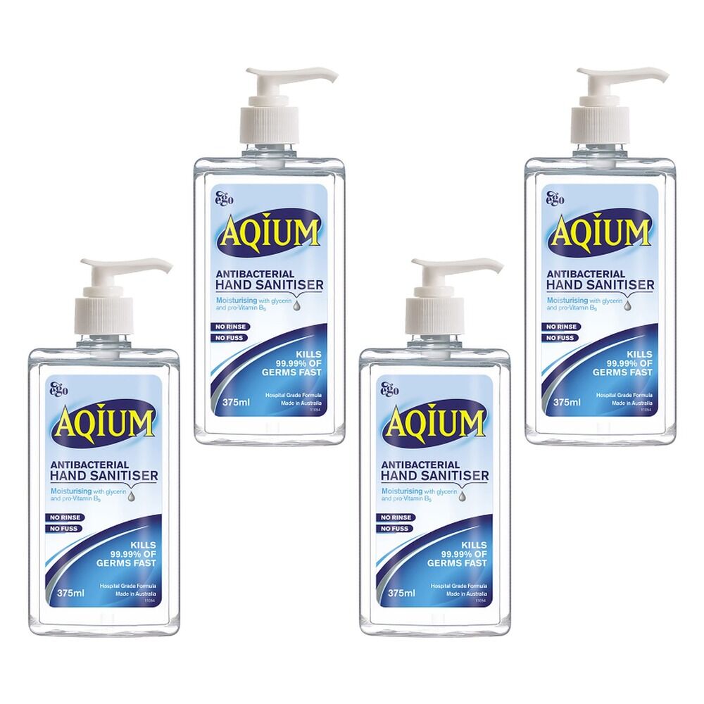 Ego Aqium Antibacterial Hand Sanitiser 375mL Pack of 4