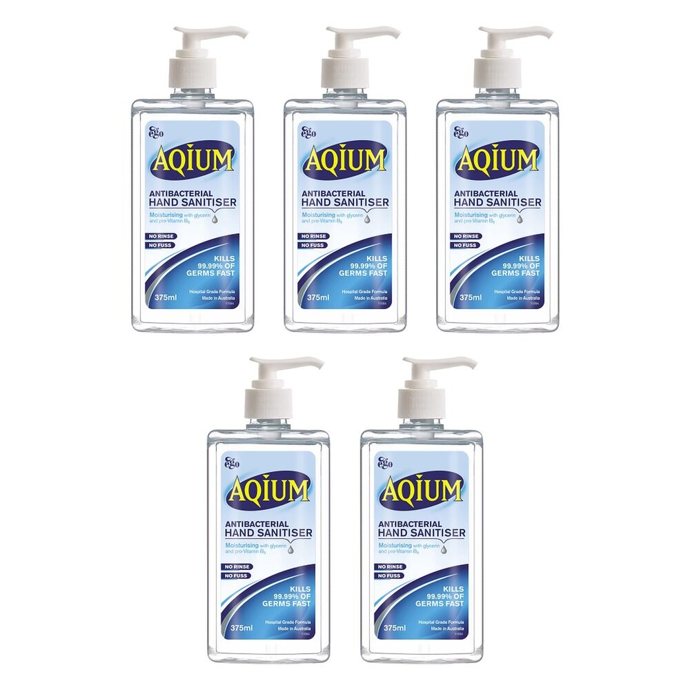 Ego Aqium Antibacterial Hand Sanitiser 375mL Pack of 5