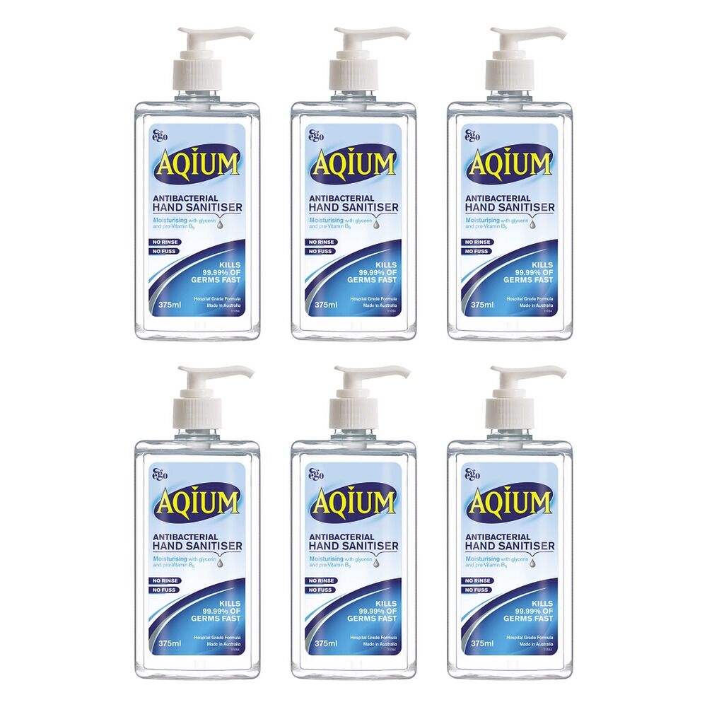 Ego Aqium Antibacterial Hand Sanitiser 375mL Pack of 6