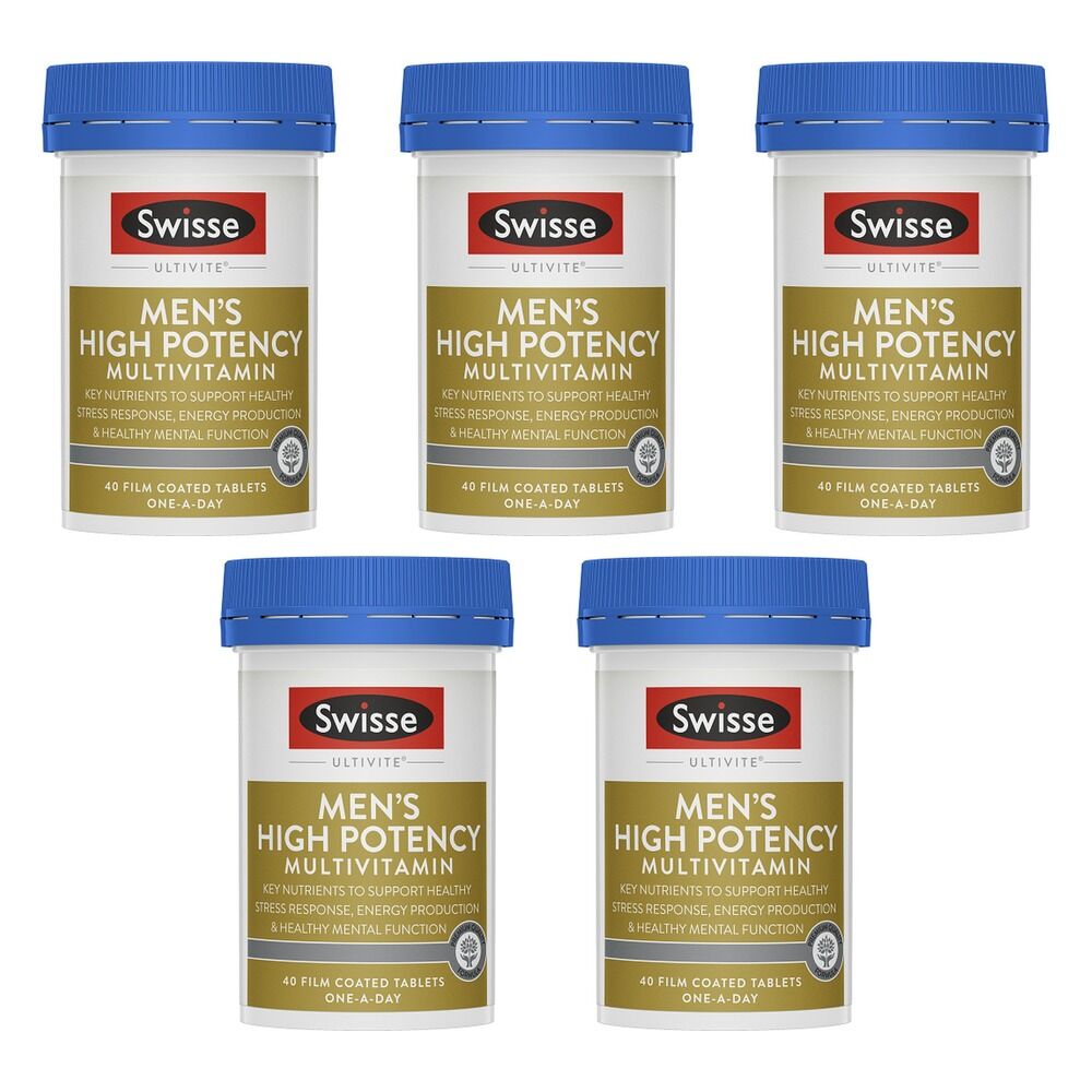Swisse Ultivite Men's High Potency Multivitamin 40 Tablets Pack of 5