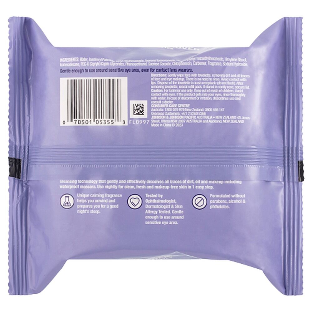 Neutrogena Night Calming Makeup Remover Cleansing Towelettes 25 Wipes x 6